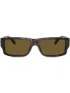 Diesel Logo-plaque Rectangle-frame Sunglasses In 71373 Brown