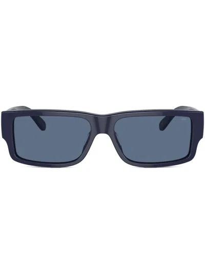 Diesel Logo-plaque Rectangle-frame Sunglasses In 71680 Blue