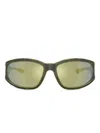 Diesel Rectangular Sunglasses In Acetate In Green