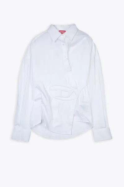 Diesel 0imal C-siz-n1 White Cotton Shirt With Wrap Closure - C Siz In Bianco