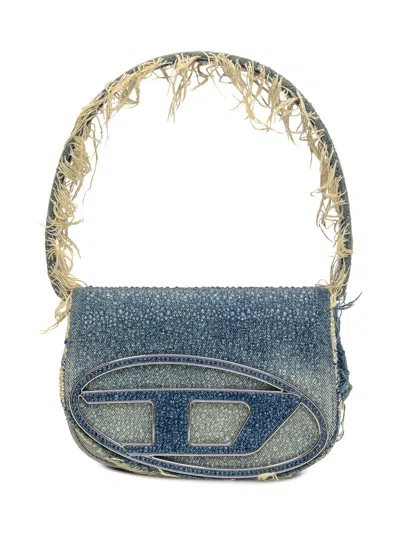 Diesel Embellished Denim 1dr Shoulder Bag In Blue