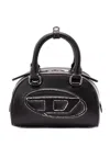 Diesel Rounded Rectangular Black Handbag With Detachable Strap In Black