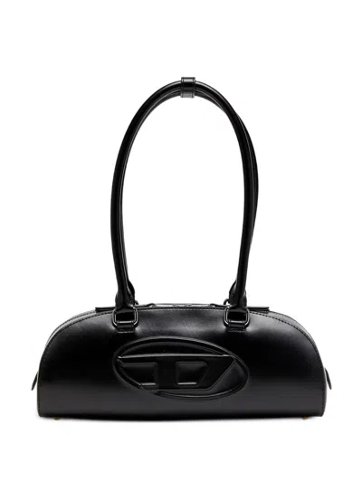 Diesel 1 Dr Dome Leather Shoulder Bag In Black
