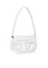 DIESEL 1 DR LOGO PLAQUE SHOULDER BAG IN WHITE