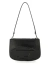 Diesel Twin-double-pouch Embossed-leather Shoulder Bag In Black