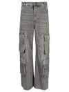 Diesel D-sire-cargo-d Grey Cargo Jeans With Low-rise Waist In Gray