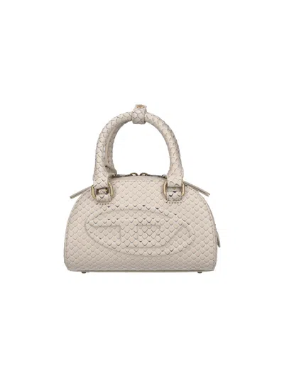 Diesel 100% Leather Crossbody Bag In Beige