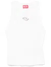 Diesel Sleeveless Ribbed Knit Top With Metallic Logo Detail