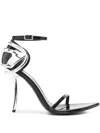 Diesel 100mm D-ten&half Metallic-accent Ankle-strap Pumps In Black