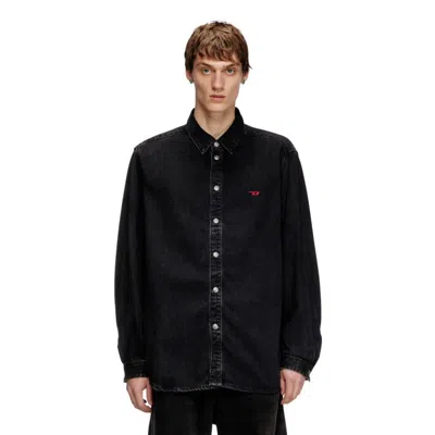 Diesel Black Denim Shirt In Cotton And Lyocell With A Faded Effect In Gray