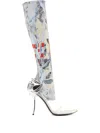 Diesel Hybrid Sandals With Graphic Print In Silver