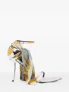 Diesel D-ten & Half-bandana Stiletto Sandals In Satin In Silver