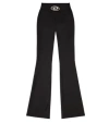 Diesel 'p-erseus' Black Flared Pants With Oval D Logo Plaque On The Front In Wool Blend Woman