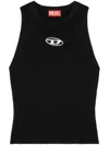 Diesel 'm-caddix' Black Top With Oval D Logo Plaque On The Front In Black
