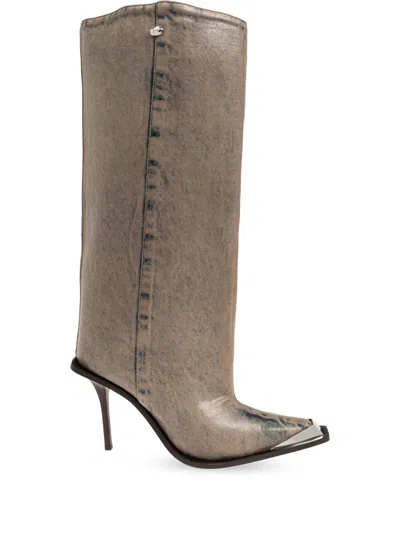 Diesel Taupe D-tona Wb Tall Boots In Beige