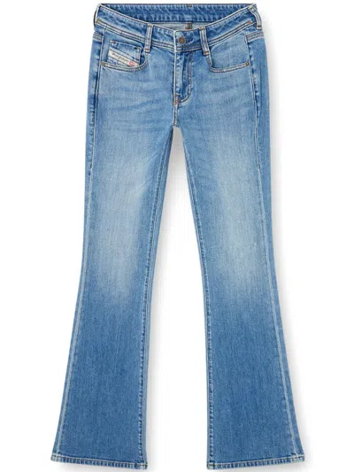 Diesel Flared Denim Trousers Faded Five Pocket Design In Blue