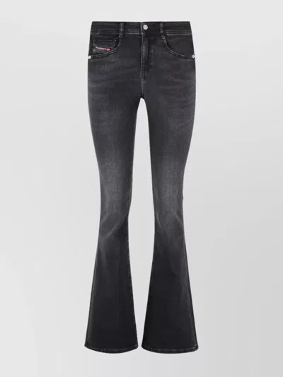 Diesel 1969 D-ebbey Flared Five Pocket Trousers In Gray