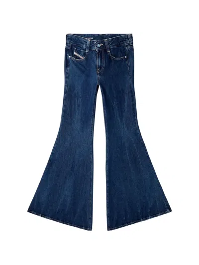 Diesel 1970 D-bleess 09n61 Flared Low-waist Jeans In Blue