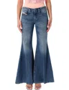 Diesel High-waisted Flared Jeans With Vintage-inspired Finish In Blue