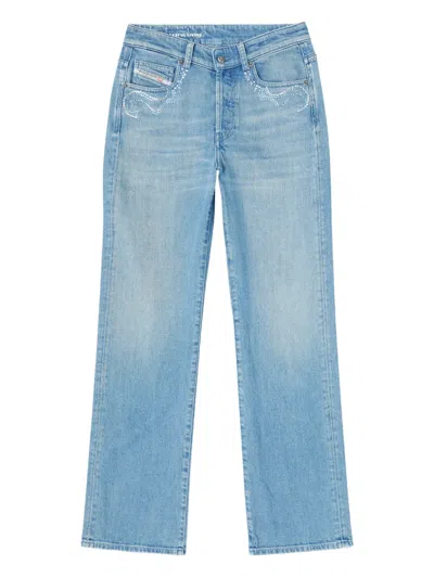 Diesel 1971 D-sent-s1 Micro Stones-embroidered Jeans In Blue
