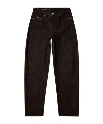 Diesel 1974 D-ellz Relaxed Wide-leg Jeans In Brown