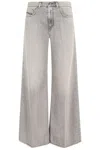 Diesel Wide-leg High-waist Denim Jeans With Five Pockets In Gray