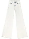 Diesel D-akemi L.32 Wide-leg High-waisted Denim Pants In White