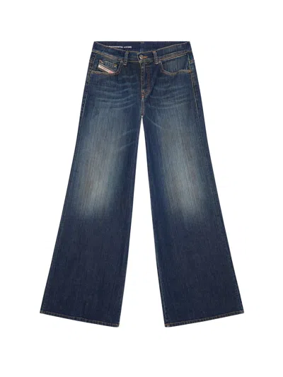 Diesel Cotton Jeans With Back Logo Patch In Blue