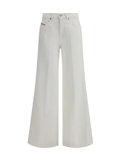 Diesel Wide-leg High-waist Jeans In Crisp White Fabric