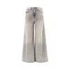 Diesel Wide-leg High-waist Denim Jeans With Five Pockets In Gray