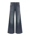 Diesel Wide Jeans 1978 D-akemi With Exposed Seams 32cm L32 In Black
