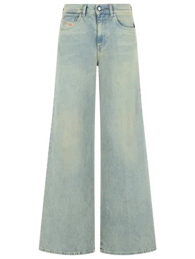 Diesel 1978 D Akemi Wide Leg Cotton Jeans In Blue