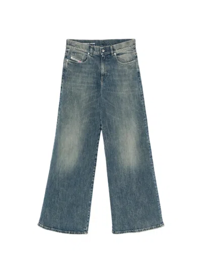 Diesel 1978 D-akemi Faded Wide-leg Jeans In Blue