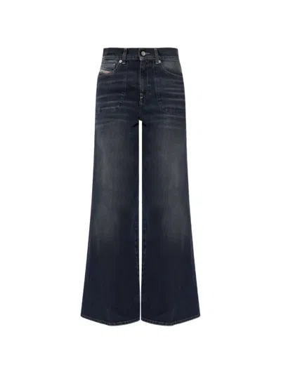 Diesel 1978 D-akemi-f Wide-leg Jeans In Animal Print