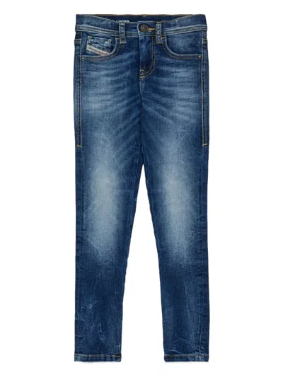 Diesel Kids Jeans With Bleached Effect In Blue