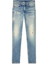 Diesel Mens 1979 Sleenker Distressed Skinny-leg Stretch-denim Jeans 01 In Blue