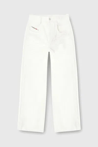 Diesel 1984 Hakou High-waist Straight-leg Pants In White