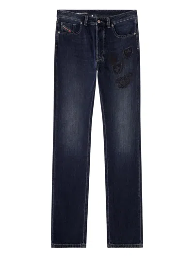 Diesel 1985 Larkee-s Shaded Embroidered Jeans In Blue