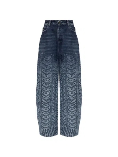 Diesel 1987 D-khelz-s2 Cable-knit Print Jeans In 블루
