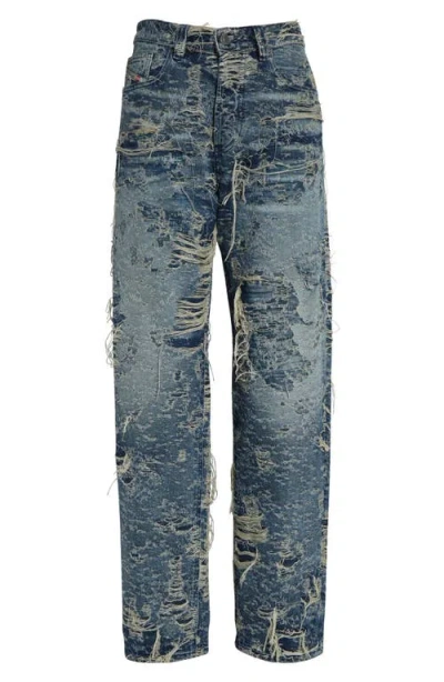 Diesel ® 1988 D-ark-fsg Tapered Trompe L'oeil Boyfriend Jeans In Denim