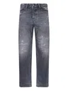 Diesel Faded Grey Distressed Denim Jeans In Gray