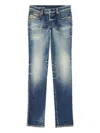 Diesel Relaxed Fit Faded Blue Jeans With Vintage Distressing In Blue