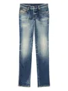 Diesel Relaxed Fit Faded Blue Jeans With Vintage Distressing In Blue