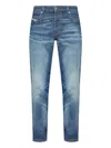 Diesel High Waist Slim Fit Straight Leg Trousers In Blue