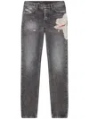 Diesel Ripped-detail Straight-leg Jeans In Black