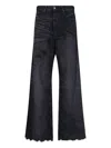 Diesel High-waisted Wide-leg Jeans With Edgy Raw Hem In Black