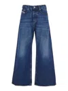 Diesel 'd-sire 1996' Blue Jeans With Wide Leg And Logo Patch On The Rear In Blue