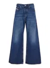 Diesel 'd-sire 1996' Blue Jeans With Wide Leg And Logo Patch On The Rear In Blue