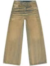 Diesel Cotton Wide-leg Trousers Worn Look In Green