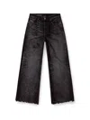 Diesel High-waisted Wide-leg Jeans With Edgy Raw Hem In Black